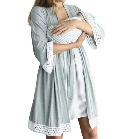 Angel Maternity Nursing Loungewear + Layette Set In Light Gray In Multi