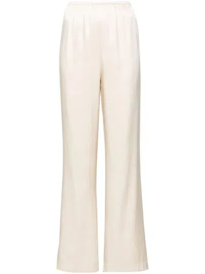 Anine Bing Aden Silk-blend Charmeuse Wide-leg Pants In Sand