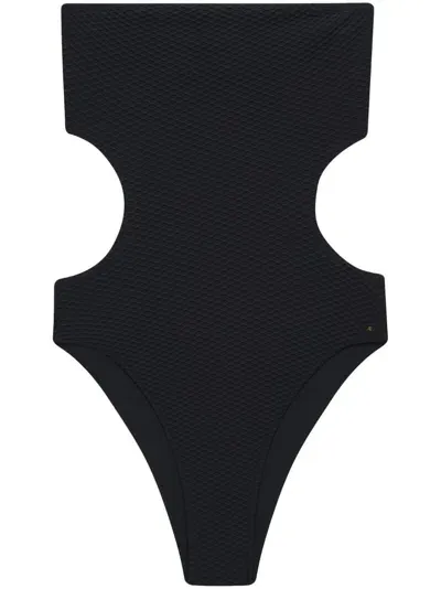 Anine Bing Azhra Cut-out Strapless Swim Suit In Black