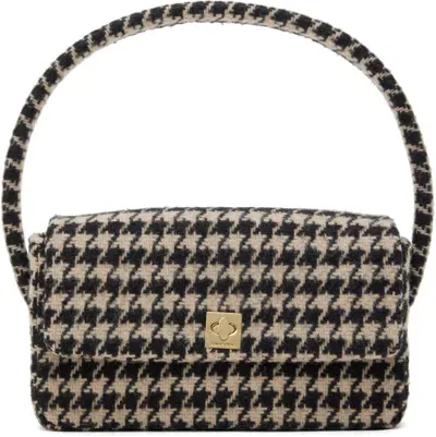 Anine Bing Nico Houndstooth Logo-clasp Shoulder Bag In Black