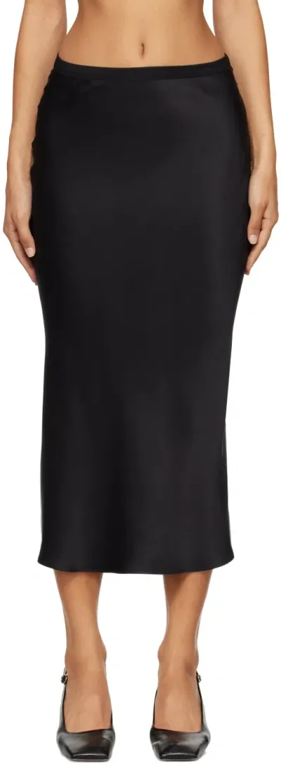 Anine Bing Black Bar Silk Midi Skirt