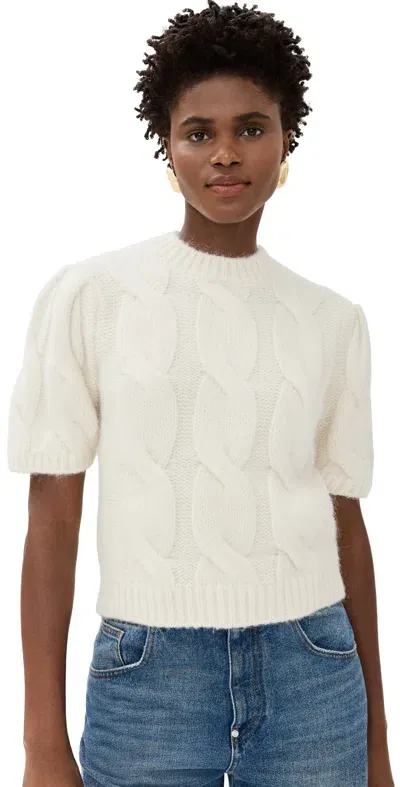 Anine Bing Brittany Cable Stitch Sweater Ivory In Weiss