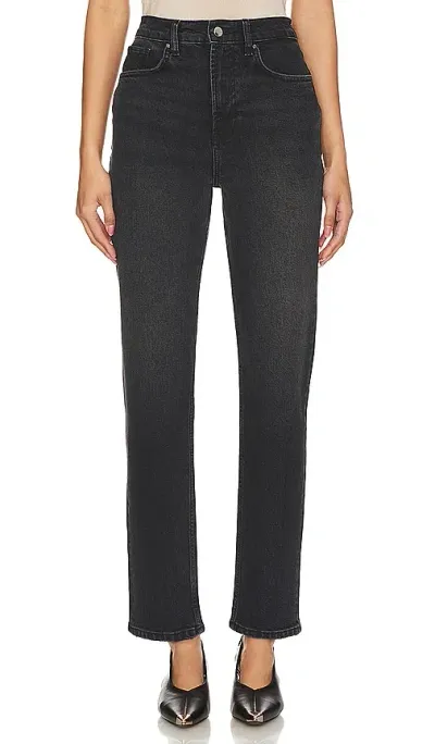 Anine Bing Bry High Rise Straight Jeans In Washed Black