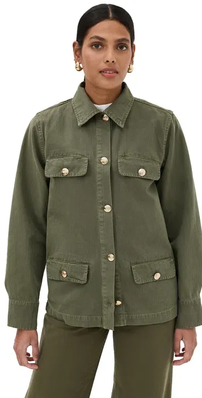 Anine Bing Corey Cotton Flap Pocket Jacket In Green