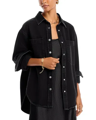 Anine Bing Dante Denim Shirt In Iron Black Denim