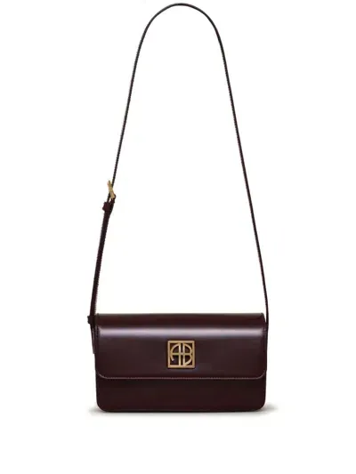 Anine Bing Elly Crossbody Bag In High-shine Burgundy