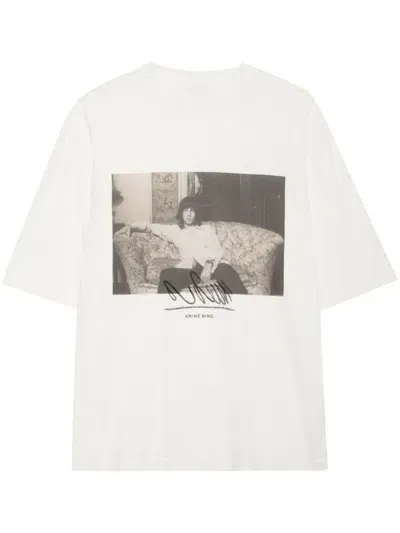 Anine Bing Graphic-print Organic Cotton T-shirt In 白色