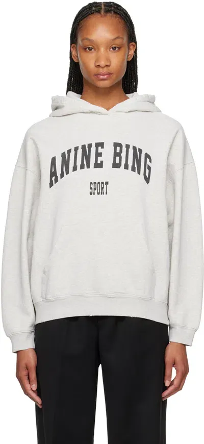 Anine Bing Gray Harvey Hoodie In Grey Melange