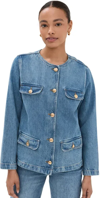 Anine Bing Janet Denim Jacket In Atlantic Blue