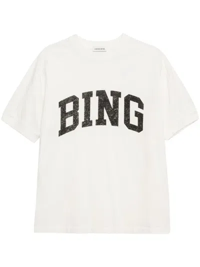 Anine Bing Jaylin Cotton T-shirt In Ivory