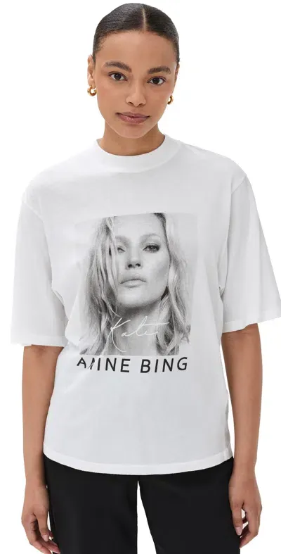 Anine Bing Avi Kate Moss Graphic Tee In White