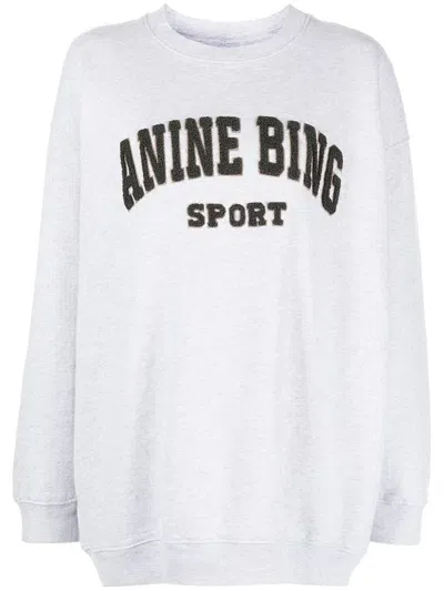 Anine Bing Logo-patch Tyler Sweatshirt In Grey