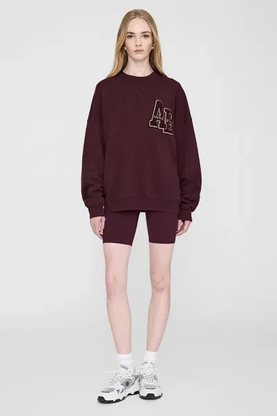 Anine Bing Miles Oversized Sweatshirt Letterman In Dark Burgundy