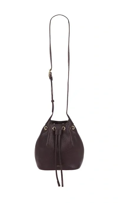 Anine Bing Mini Alana Bucket Bag In Burgundy Pebbled