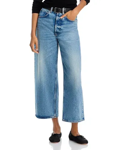 Anine Bing Rick High Rise Ankle Wide Leg Jeans In Alto Blue