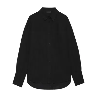 Anine Bing Long-sleeve Linen Shirt In Black