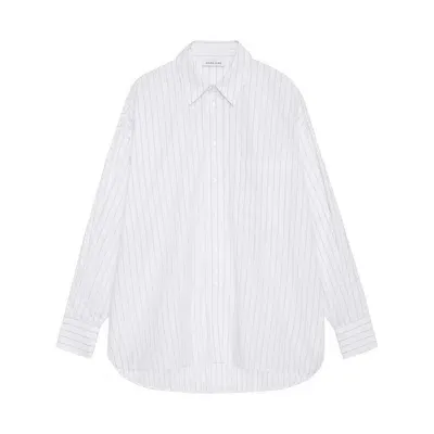 Anine Bing Chrissy Striped Cotton Shirt In White