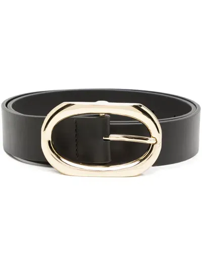 Anine Bing Signature Link Calf-leather Belt In Black