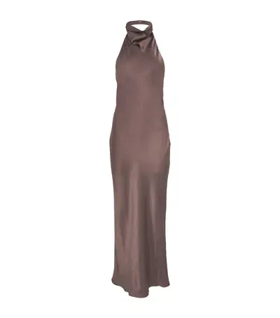 Anine Bing Silk Eliana Maxi Dress In Brown