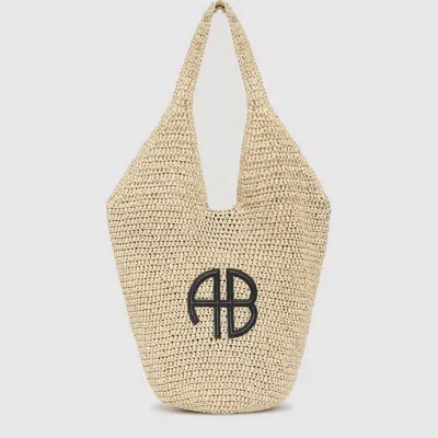 Anine Bing Small Leah Hobo Bag In Natural