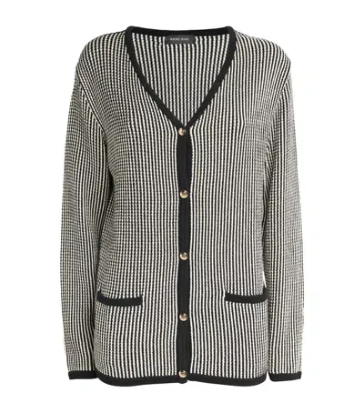 Anine Bing Striped Dave Cardigan In Black