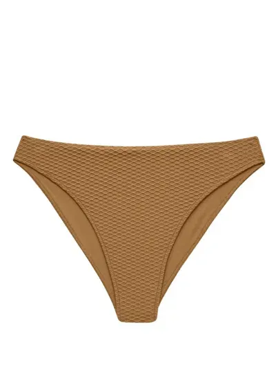 Anine Bing Waffle-effect Bikini Bottoms In Brown