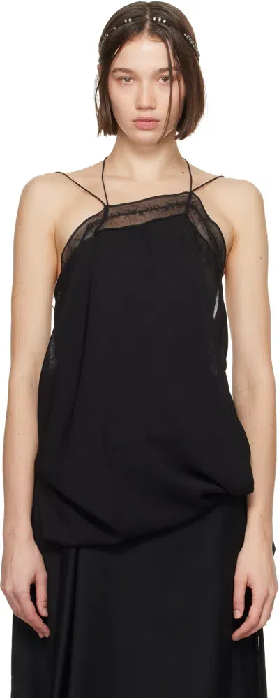 Ann Demeulemeester Black Asa Asymmetric Negligé Top In 099 Black