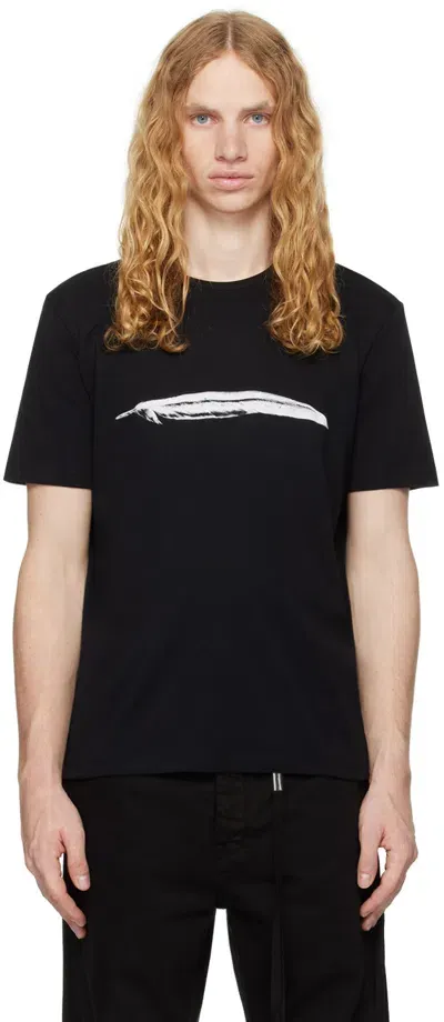 Ann Demeulemeester Baptist Feather Print Cotton T-shirt In Black + White P