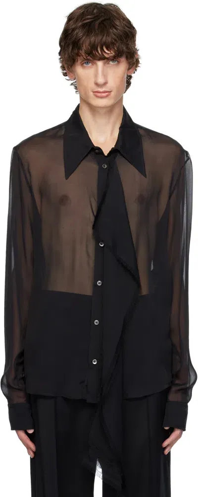 Ann Demeulemeester Black Bjarn Ruffled Panel Shirt