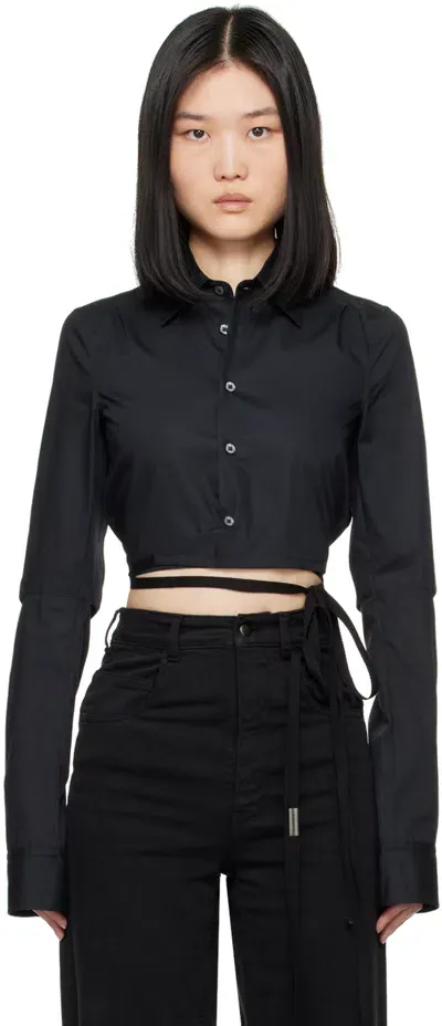 Ann Demeulemeester Black Dea Cropped Shirt In 099 Black