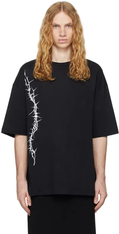 Ann Demeulemeester Black Dieter Printed High-comfort T-shirt In Black + White Print