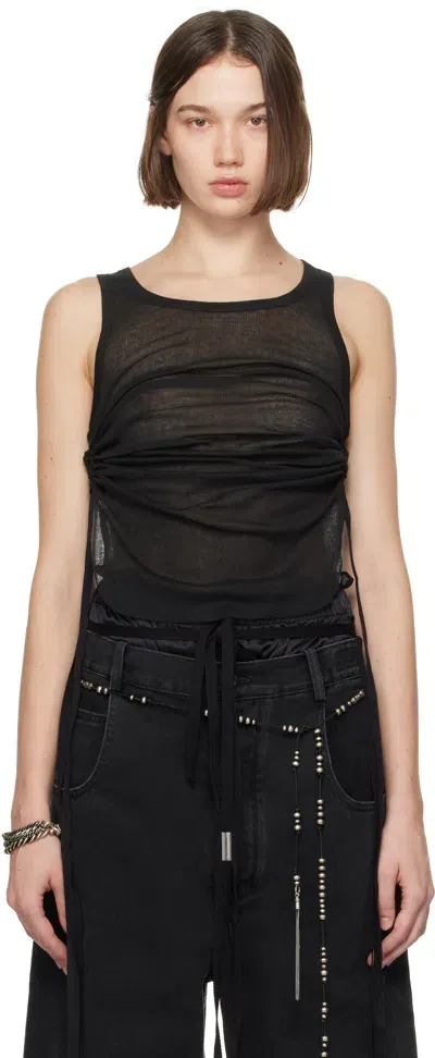 Ann Demeulemeester Black Mara Wrinkled Cropped Tank Top In 099 Black