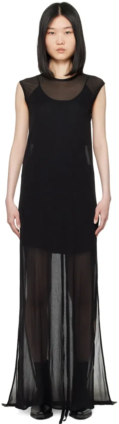 Ann Demeulemeester Black Semi-sheer Maxi Dress In 099 Black