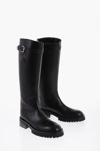 Ann Demeulemeester Nes Leather Knee-high Boots In Black