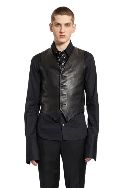 Ann Demeulemeester Man Black Shirts