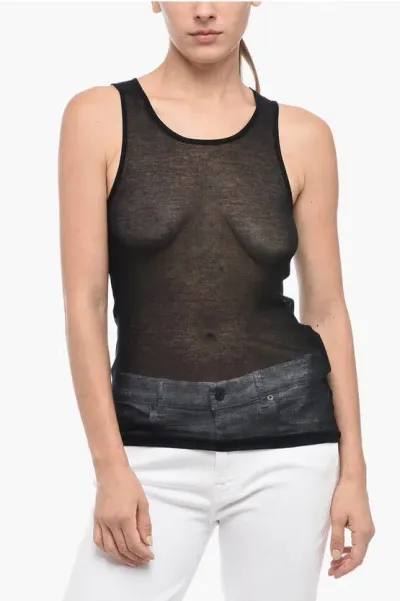 Ann Demeulemeester See-through Tank Top In Black