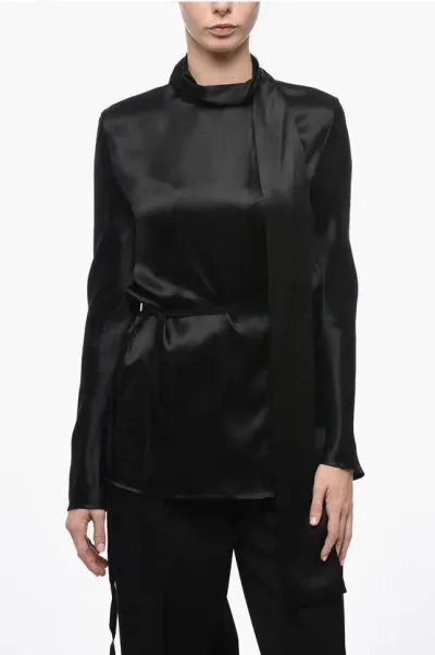 Ann Demeulemeester Woman Shirt Black Size 10 Silk