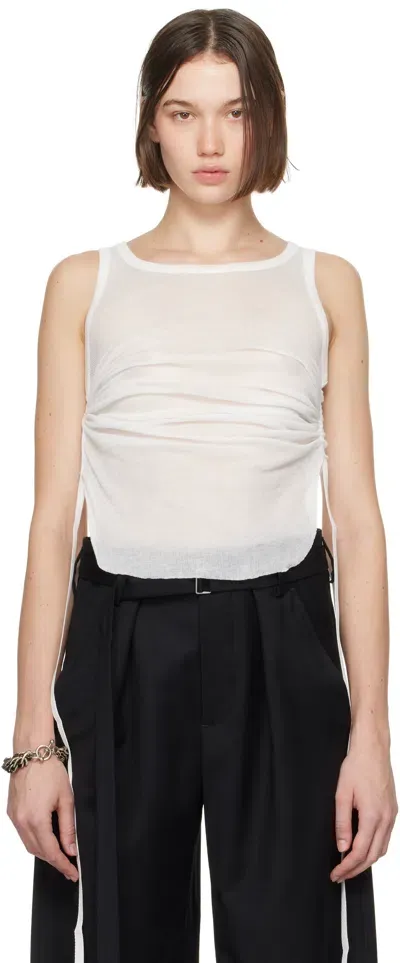 Ann Demeulemeester White Mara Wrinkled Cropped Tank Top In 002 Natural White