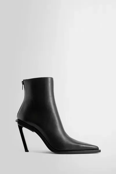 Ann Demeulemeester 90mm Anic High Heel Leather Ankle Boots In Black