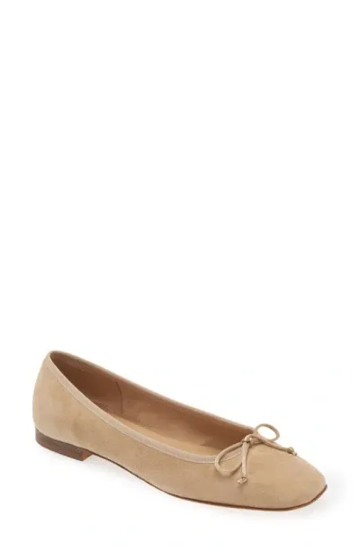 Ann Mashburn Square Toe Ballet Flat In Camel Suede