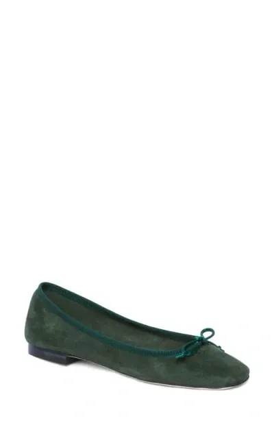 Ann Mashburn Square Toe Ballet Flat In Forest Suede