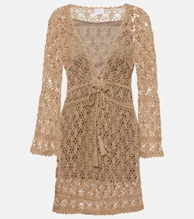 Anna Kosturova Bianca Crochet Cotton Minidress In Gold