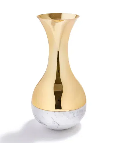 Anna New York Dual Vase In White Marble Gold