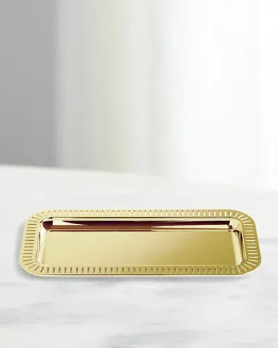 Anna New York Striations Small Rectangle Serving Tray, 13.75" In Gold