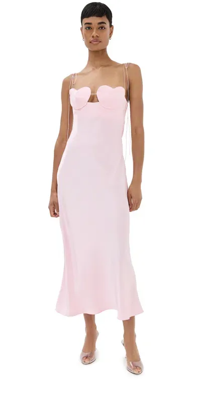 Anna October Amur Satin Midi Dress In Pink