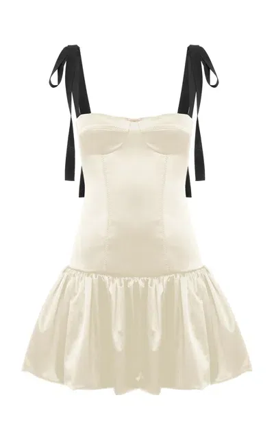 Anna October Patrice Bustier Satin Mini Dress In Ivory