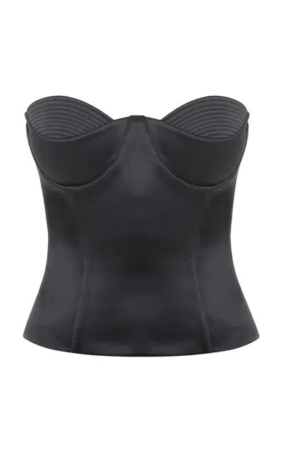 Anna October Raya Satin Corset Top In Black