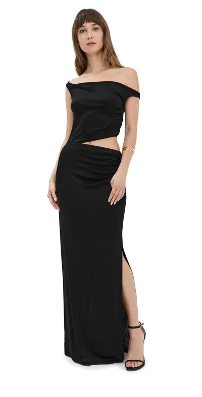 Anna October Willow Draped Off-the-shoulder Maxi Dress In Black