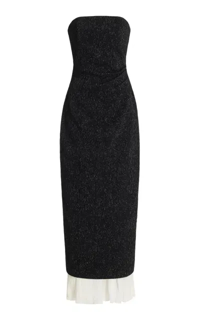 Anna Quan Aelin Glittered Jersey Maxi Dress In Black,white