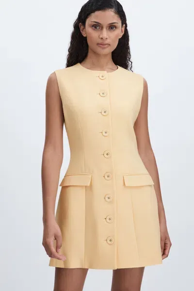 Anna Quan Button Through Mini Dress With Wool In Buttercup